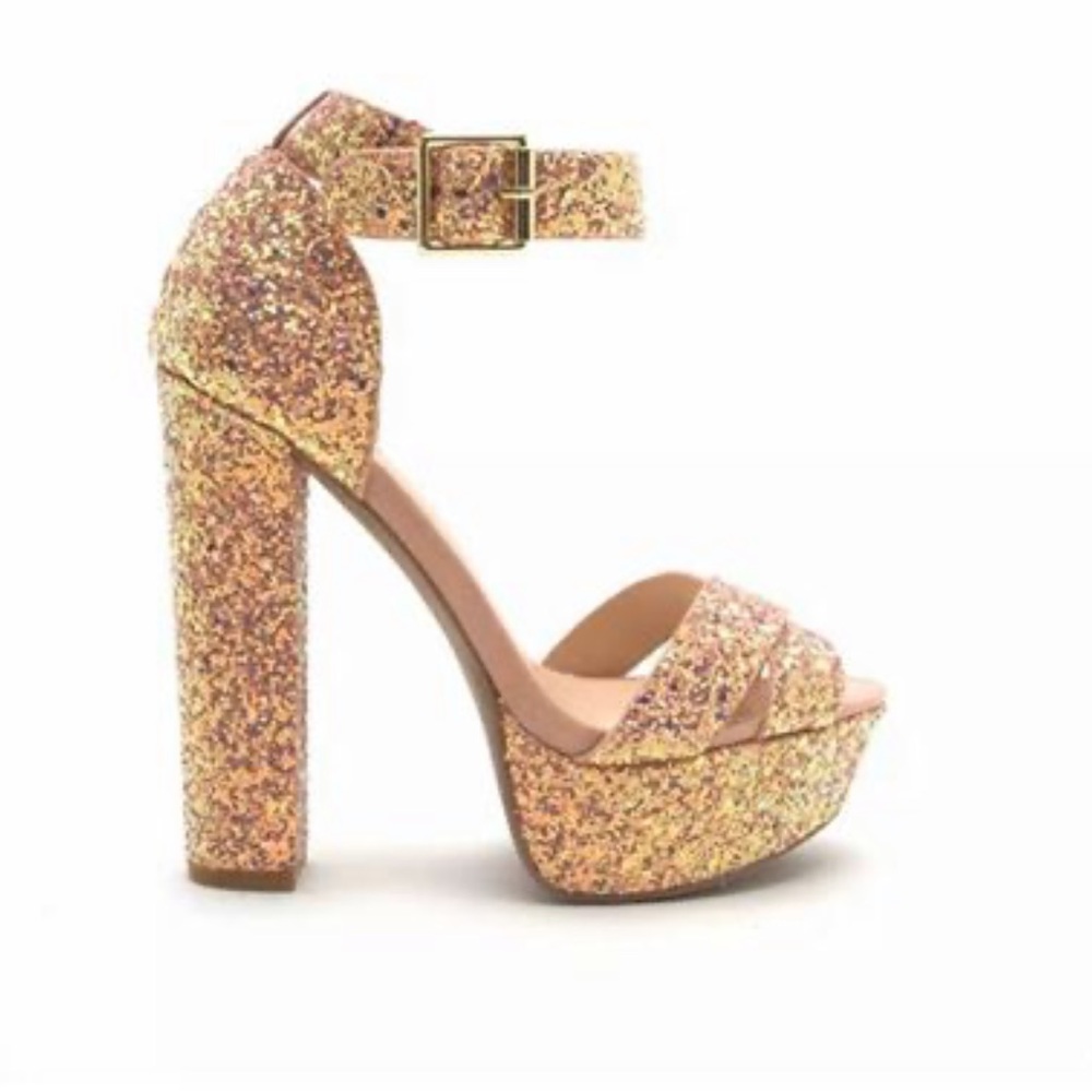 Peach Glitter Qupid Heels